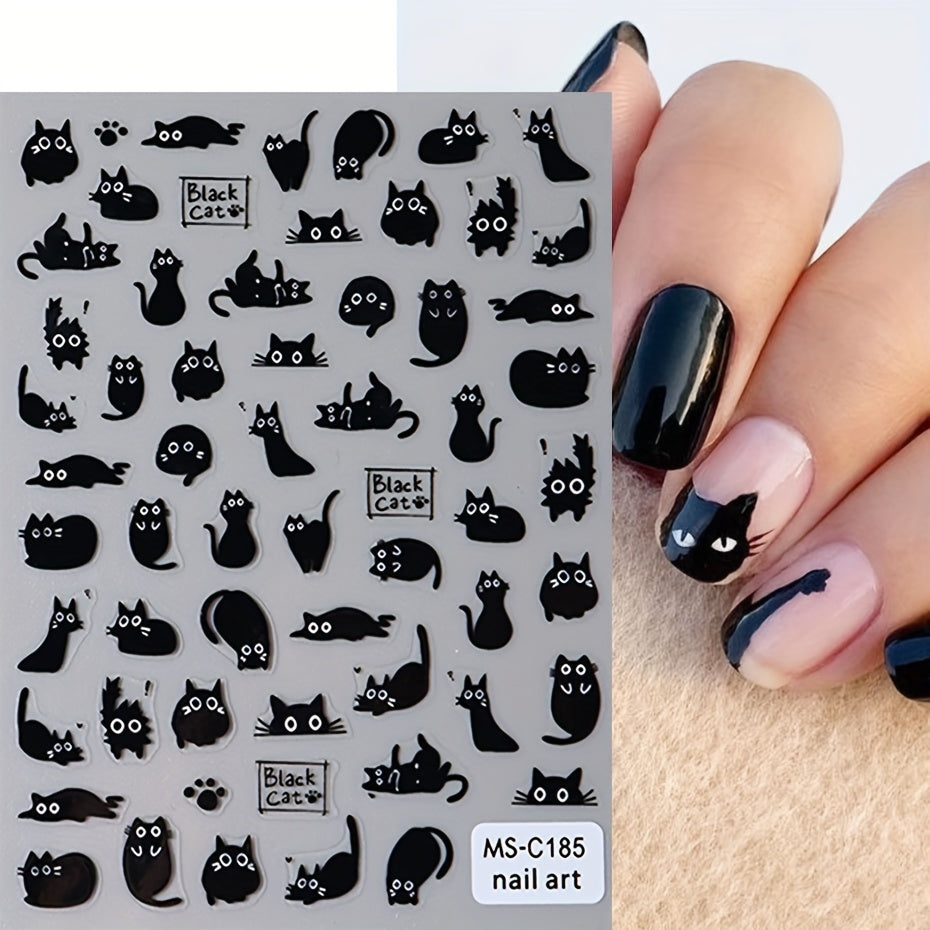 Nail Art Stickers / Black cats lovers