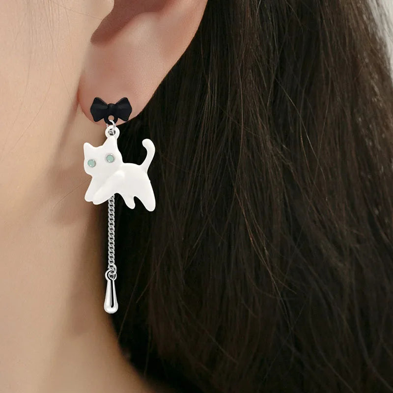 Cute Small Black Cat Earring