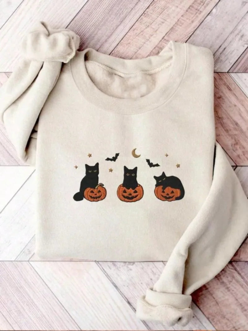 Halloween Women’s Cute Kawaii Ghost Cat  Black Kitten