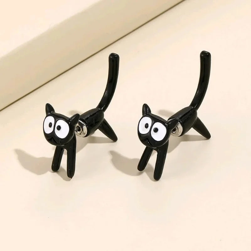 Cute Small Black Cat Earring