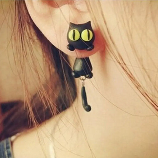 Cute Small Black Cat Earring