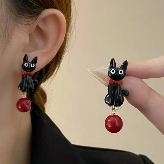 Sweet  Black Cat Earrings