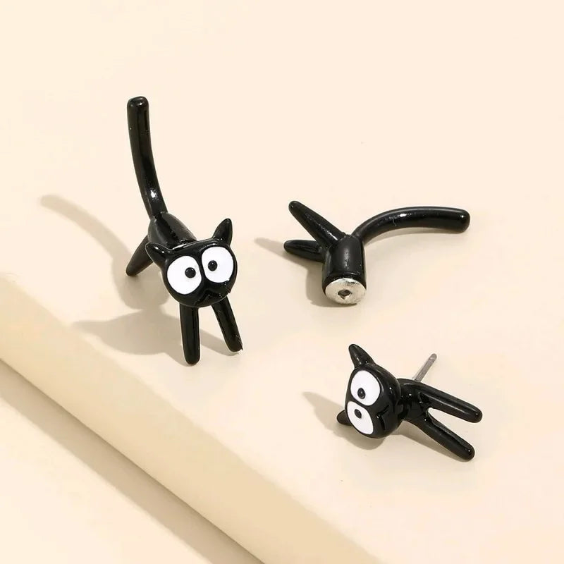 Cute Small Black Cat Earring