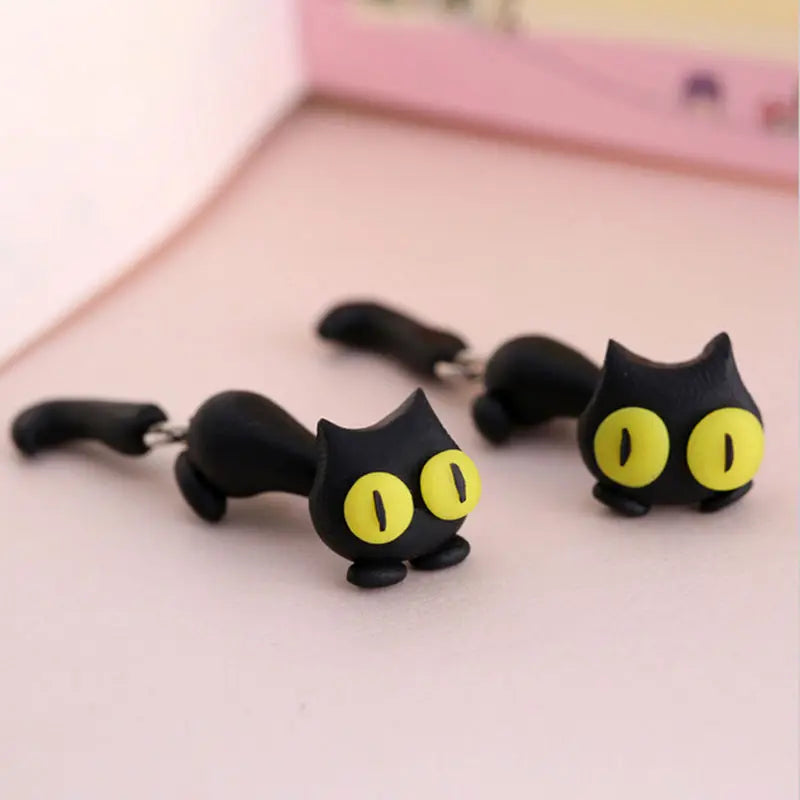 Cute Small Black Cat Earring