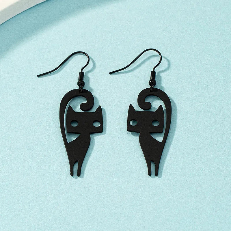 Cute Small Black Cat Earring