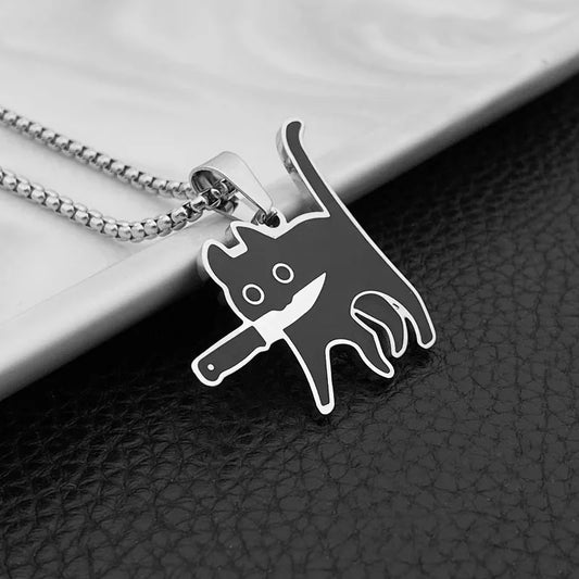 Steel Killer Cat Necklace