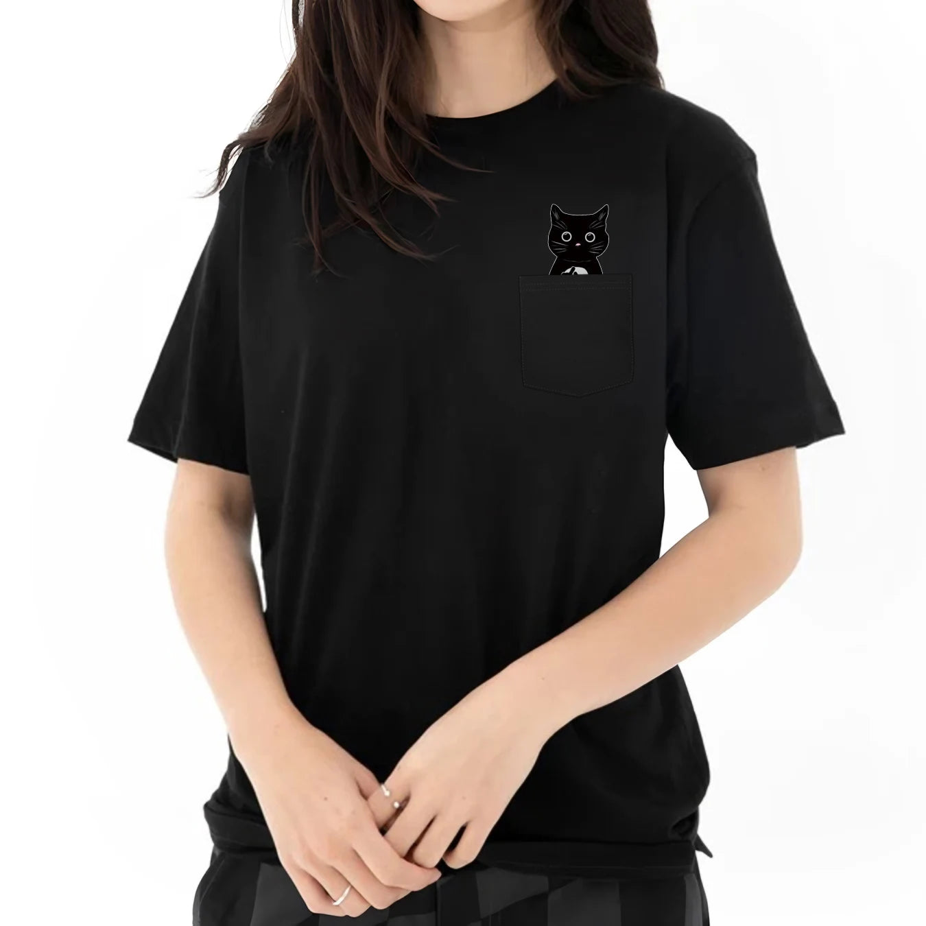 Black Cat Pocket Funny T-shirt