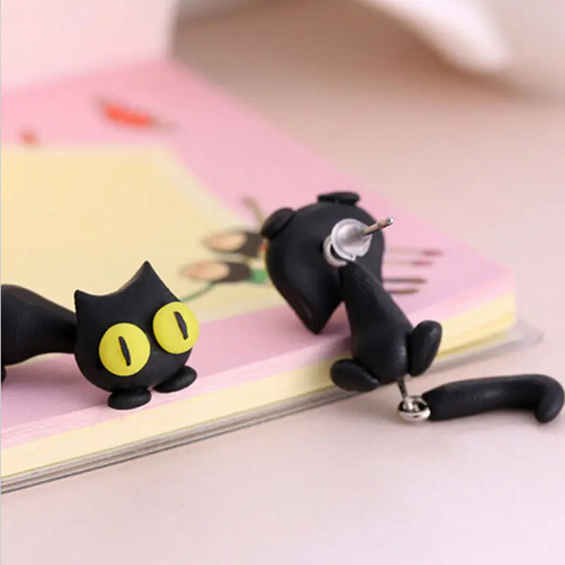 Cute Small Black Cat Earring