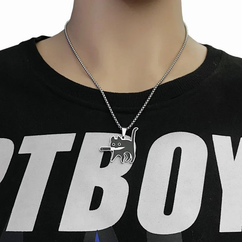 Steel Killer Cat Necklace