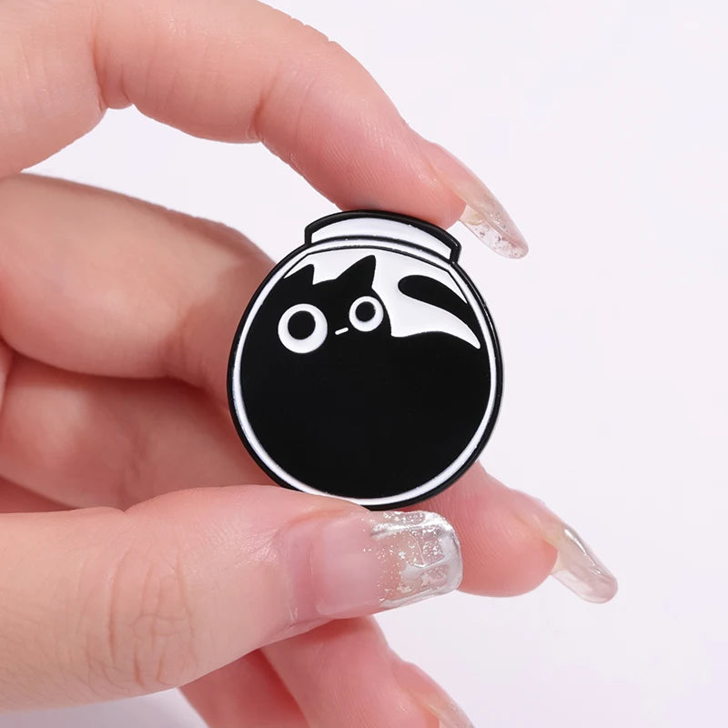 Cute Cat Enamel Pins Custom lovers Black Kitten