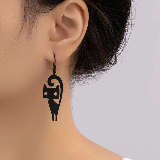 Cute Small Black Cat Earring