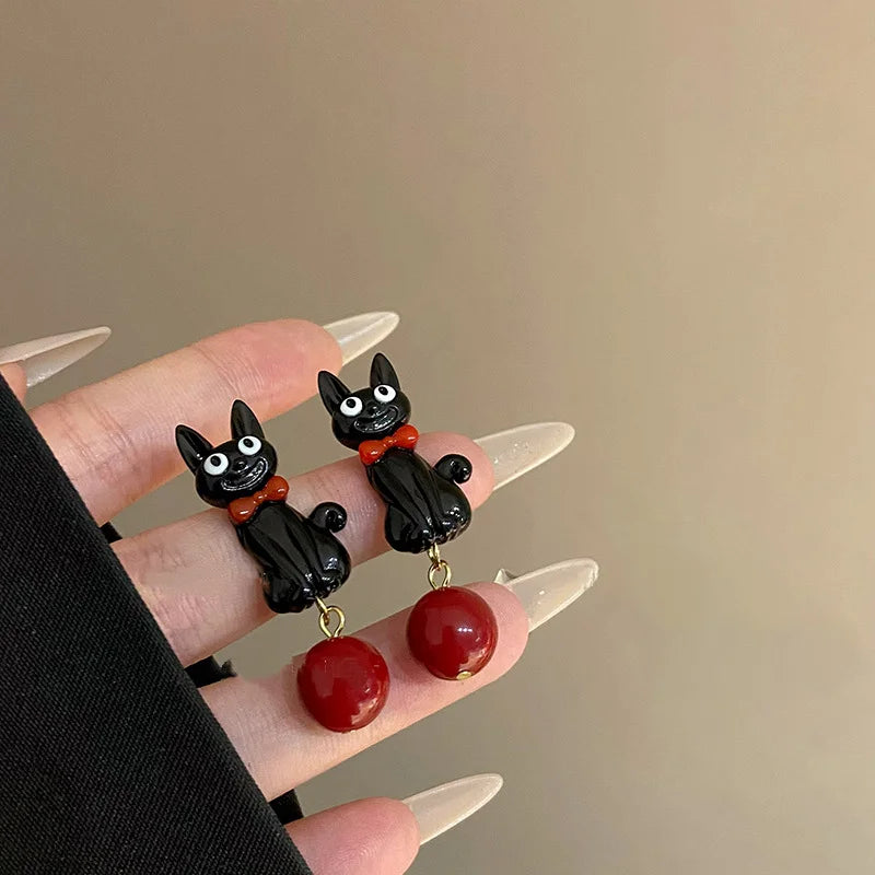 Sweet  Black Cat Earrings