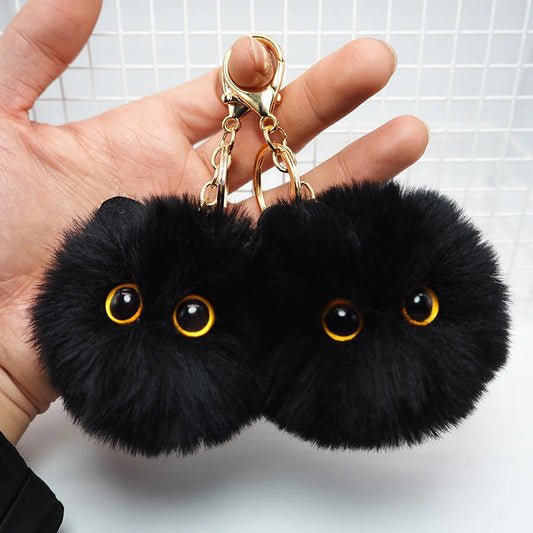 Black Plush Cat Keyring