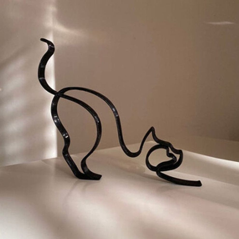 Metal Black Cat Sculpture