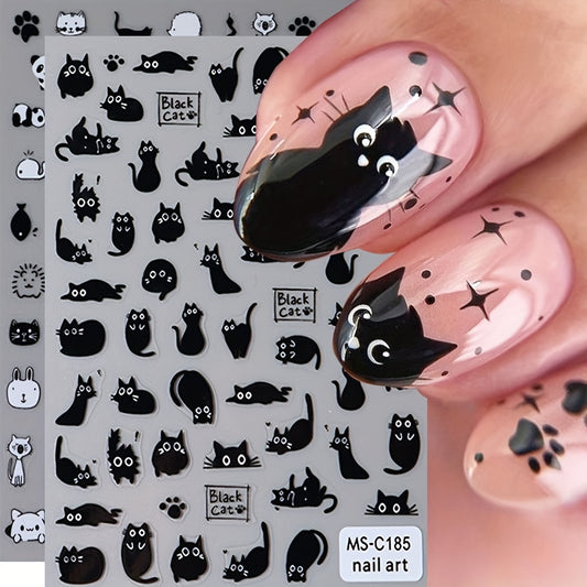 Nail Art Stickers / Black cats lovers