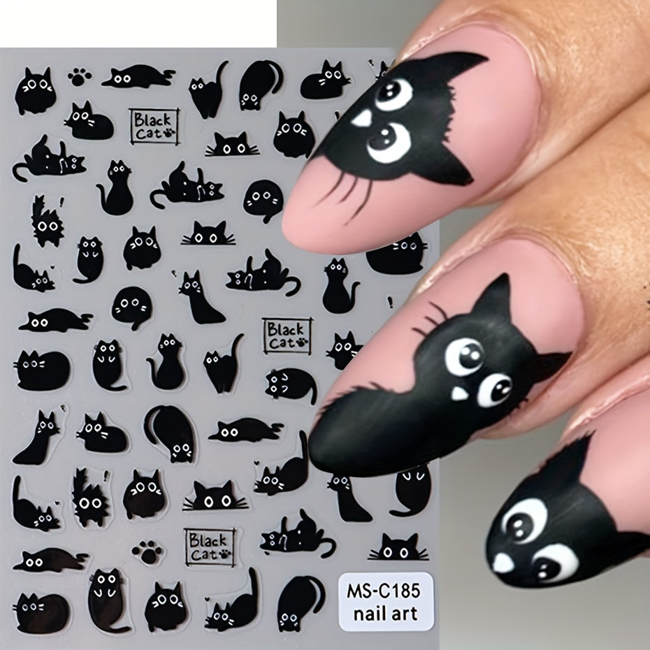 Nail Art Stickers / Black cats lovers